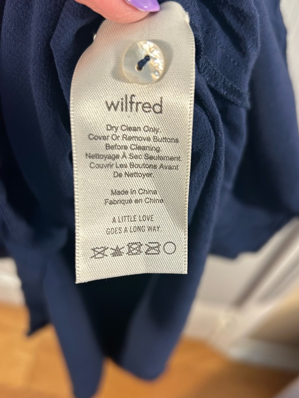 Wilfred Navy Ruffle-Trim Button Top - Picture 5 of 6